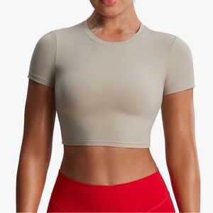 AOXJOX mink crop work out top size small